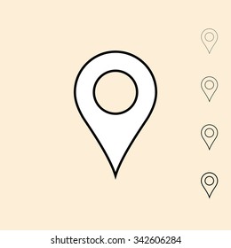 Geo location pin icon. Vector icon in four different thickness. Linear style