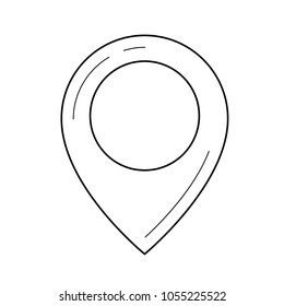 Geo location pin vector line icon isolated on white background. Pin showing location line icon for infographic, website or app. Icon designed on a grid system.