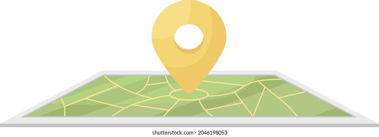 Geo location semi flat color vector object. Search place on map. Full realistic item on white. Cartography isolated modern cartoon style illustration for graphic design and animation