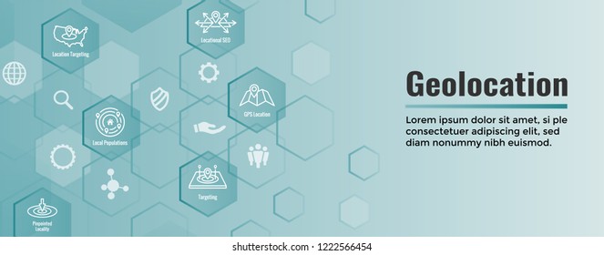 Geo Location Targeting - GPS Positioning and Geolocation Icon Set web Header Banner
