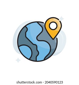Ilustración de estilo de icono de contorno rellenado por vector de ubicación geográfica. archivo Eps 10