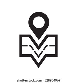 Geo location - vector icon concept illustration. Navigation creative sign. Map place symbol. Design element. Black pictogram isolated on white background. 