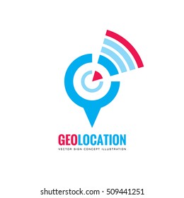 Geo location - vector logo template concept illustration. Communication electronic modern technology creative sign. Design element.