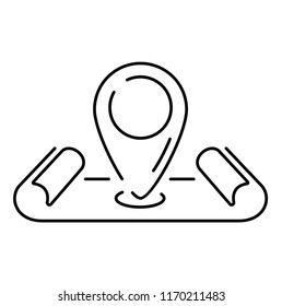 Geo map marker. Vector flat outline icon illustration isolated on white background.