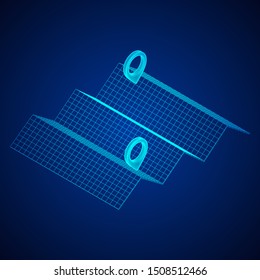 Geo map pin with folding map. Place symbol GPS pictogram. Wireframe low poly mesh vector illustration