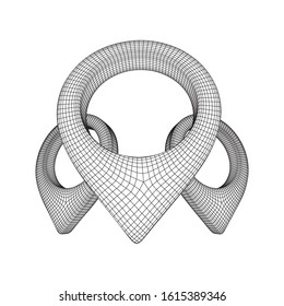 Geo map pin mesh. Place symbol GPS pictogram. Wireframe low poly mesh 3d render illustration