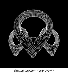 Geo map pin mesh. Place symbol GPS pictogram. Wireframe low poly mesh 3d render illustration