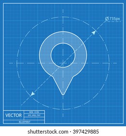geo marker pin vector blueprint icon 