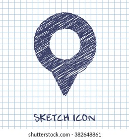 geo marker pin vector doodle icon. Sketch illustration 