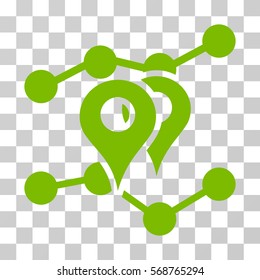 Geo Markers Trends icon. Vector illustration style is flat iconic symbol, eco green color, transparent background. Designed for web and software interfaces.