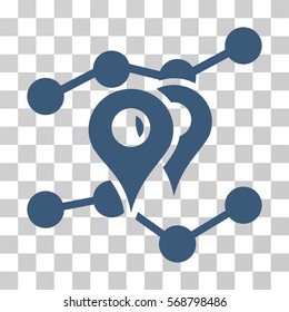 Geo Markers Trends icon. Vector illustration style is flat iconic symbol, blue color, transparent background. Designed for web and software interfaces.