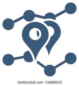 Geo Markers Trends vector icon. Flat blue symbol. Pictogram is isolated on a white background. Designed for web and software interfaces.