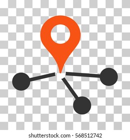 Geo Network icon. Vector illustration style is flat iconic bicolor symbol, orange and gray colors, transparent background. Designed for web and software interfaces.