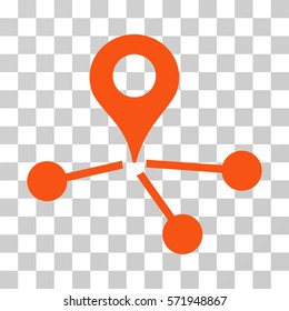 Geo Network icon. Vector illustration style is flat iconic symbol, orange color, transparent background. Designed for web and software interfaces.