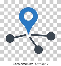 Geo Network icon. Vector illustration style is flat iconic bicolor symbol, smooth blue colors, transparent background. Designed for web and software interfaces.