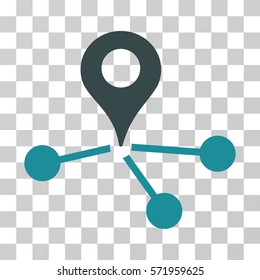 Geo Network icon. Vector illustration style is flat iconic bicolor symbol, soft blue colors, transparent background. Designed for web and software interfaces.
