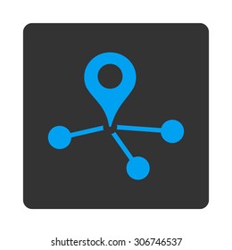 Geo Network vector icon. This flat rounded square button uses white and gray colors and isolated on a white background.