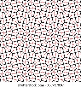 Geo pattern, archimedean tiling, seamless geometric pattern in red and black
