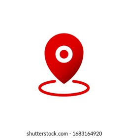 Geo pin, location icon in red or geolocation, gps, map pointer on isolated white background. EPS 10 vector.