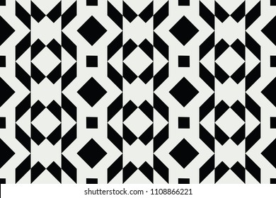 Geo seamless pattern, stylish geometric ornament, seamless fabric print, monohcrome geometric background