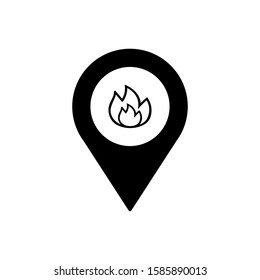 Geo tag firefighters outline icon isolated. Symbol, logo illustration for mobile concept and web design.