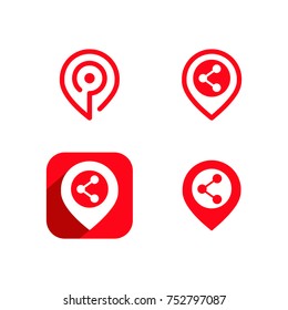 Geo tag Share Icons Set - Minimal Geometric Linear Icons