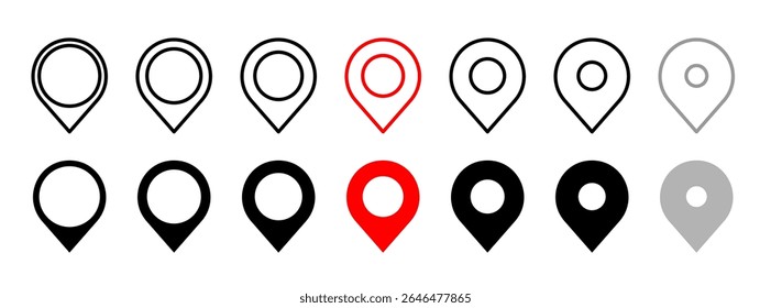 Ícone do vetor da marca geográfica. Marcador de geotag, símbolo de posição de lugar, sinal de ponteiro gps, ilustração plana de destino, ícone de viagem de posição geográfica
