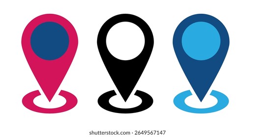 Ícone do vetor da marca geográfica. Marcador de geotag, símbolo de posição de lugar, sinal de ponteiro gps, ilustração plana de destino, ícone de viagem de posição geográfica