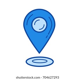 Geo tag vector line icon isolated on white background. Geo tag line icon for infographic, website or app. Blue icon designed on a grid system.