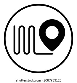 Geo Target Route Flat Icon Isolated On White Background