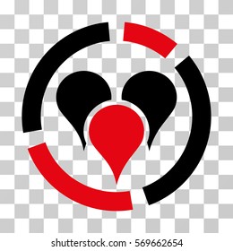 Geo Targeting Diagram icon. Vector illustration style is flat iconic bicolor symbol, intensive red and black colors, transparent background. Designed for web and software interfaces.