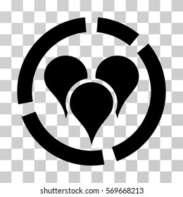 Geo Targeting Diagram icon. Vector illustration style is flat iconic symbol, black color, transparent background. Designed for web and software interfaces.