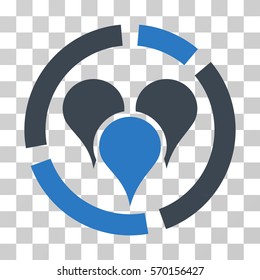 Geo Targeting Diagram icon. Vector illustration style is flat iconic bicolor symbol, smooth blue colors, transparent background. Designed for web and software interfaces.