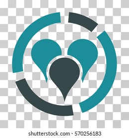 Geo Targeting Diagram icon. Vector illustration style is flat iconic bicolor symbol, soft blue colors, transparent background. Designed for web and software interfaces.