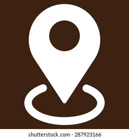 Geo Targeting icon from Business Bicolor Set. This flat vector symbol uses white color, rounded angles, and isolated on a brown background.