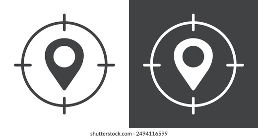 Geo Targeting icon Flat set in black and white color outline vector