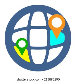 Geo Targeting Icon. Flat style illustration. Isolated in colored circle on white background. 