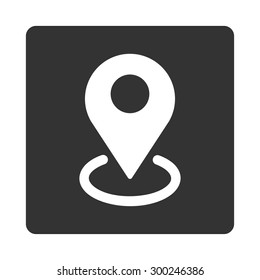 Geo Targeting icon. This flat rounded square button uses white and gray colors and isolated on a white background.