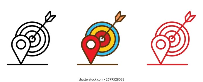 Vetor do ícone de Direcionamento Geográfico. símbolo de sucesso definitivo e de planejamento estratégico. ilustração vetorial.