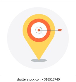 Geo targeting theme, flat style, colorful, vector icon set for info graphics, websites, mobile and print media.