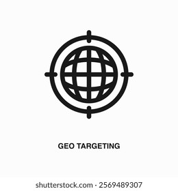 Geo Targeting thin line icon or logo. Symbol or sign on business or finance ui theme. Vector line illustration.