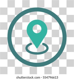 Geo Targeting vector bicolor rounded icon. Image style is a flat icon symbol inside a circle, cobalt and cyan colors, transparent background.