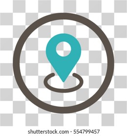 Geo Targeting vector bicolor rounded icon. Image style is a flat icon symbol inside a circle, grey and cyan colors, transparent background.
