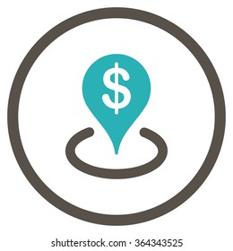 Geo Targeting vector icon. Style is bicolor flat circled symbol, grey and cyan colors, rounded angles, white background.