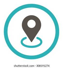 Geo Targeting vector icon. This flat rounded symbol uses grey and cyan colors and isolated on a white background.