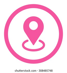 Geo Targeting vector icon. This flat rounded symbol uses pink color and isolated on a white background.