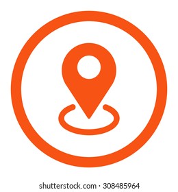Geo Targeting vector icon. This flat rounded symbol uses orange color and isolated on a white background.