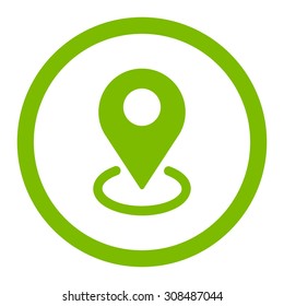 Geo Targeting vector icon. This flat rounded symbol uses eco green color and isolated on a white background.