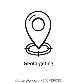 Geo-Targeting Vektorgrafik-Doodle Design-Illustration. Symbol auf weißem Hintergrund EPS10-Datei 