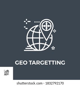Geo Targetting Related Vector Thin Line Icon. Isolated on Black Background. Vector Illustration.